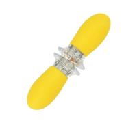 (yellow) 1 Pair Corn Holder Non Slip Reusable Food Grade Heat Resistant Easy to Grip Barbecues Ergonomic Stainless Steel Corn Cob Holder Kitchen Supplies