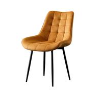 (Yellow, 1) Velvet Dining Chair Lounge Chair with Metal Black Legs R1 Next Day UK Delivery