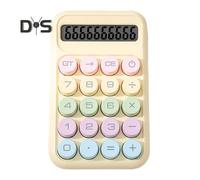 (yellow) 10 Digits Calculator with Big Button 15-Degree Tilt Design LCD Display Mechanical Switch Portable Aesthetic Calculator