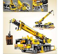 (Yellow) 1001 pcs Yellow Engineering Series Crane Building Blocks, City Construction Vehicle Models, High-Difficulty Technical Assembly Toy