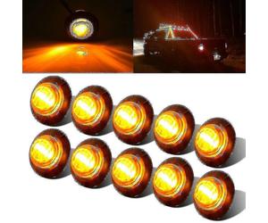 (Yellow) 10pcs Universal Side Marker Indicator Led Light Trailer Lorry Taillight Bullet Light Truck Clearanc