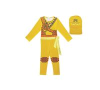 (Yellow, 120cm) Ninjago Kids Kai Jay Cosplay Glove Hat Jumpsuit Set Party Clothes Halloween