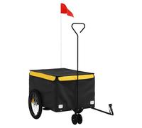 (yellow, 124 x 53 x 45 cm) vidaXL Bike Cargo Trailer Bike Carriage Bicycle Wagon Trailer with Flag Iron