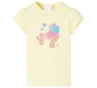 vidaXL Kids' Soft Yellow T-Shirt Short Sleeves with Roller Skate Print, Comfortable and Breathable Cotton Material Size 128 for 7-8 Years