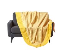 Cotton Gingham Check Throw Homescapes Yellow 150cm x 200cm