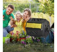 (Yellow, 160L) Outsunny Outdoor Tumbling Compost Bin With Dual Chamber