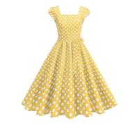 Yellow 1950s Dresses for Women - Vintage, Cap Sleeve, Polka Dot, Square Neck, A Line, Swing, Midi, Bow Tie, Rockabilly, Tea Party, Cocktail, Prom Gown, Wedding Guest Dresses