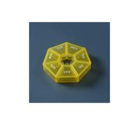 (Yellow) 1Pc 7 Days Weekly Color Medicine Box Pillbox Dispenser Portable Travel Vitamin Box Sort Tablet Holder Organizer Container Cases