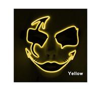 (Yellow 2) Neon Light LED Mask LED Halloween Scary Mask Cosplay Party Masque Masquerade