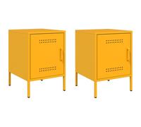 (yellow, 2 pcs) vidaXL Bedside Cabinet Bedroom Nightstand Bed Side Table Bed Cabinet Steel
