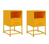 (yellow, 2 pcs) vidaXL Bedside Cabinet Nightstand Side Table Bed Cabinet Bed Table White Steel