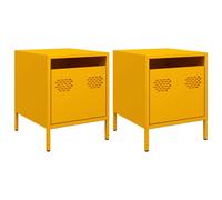 (yellow, 2 pcs) vidaXL Bedside Cabinets Nightstand Side Table Bed Table Bed CabinetÂ Steel