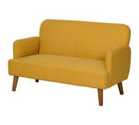 Yellow 2 Seater Sofa Couch With 21Cm Thick Padding And Wood Legs