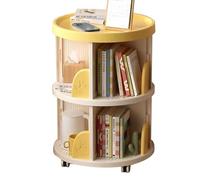 Yellow 2-Tier Side Reading Library Storage Rack with Wheels for Office Nightstand Sofa - Home Décor Shelf nizer for Books and Magazines