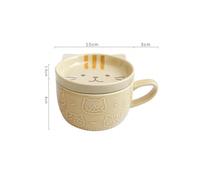 (Yellow, 201-300ml) Japanese Cartoon Cat With Cover Coffee Cup Cute Breakfast Cup Creative Coffee Cup Milk Cup Couple Water Cup With Lid