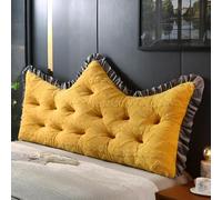 Yellow,22x47in,Headboard Pillow with Ties - Positioning Support Bed Rest Long Reading Pillow, Headboard Cushion Backrest Sofa Back Cushions for Bed Couch Sofa Daybed Dorm Adult