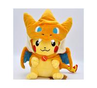 (Yellow) 23cm Pokemon Pikachu Charizard Coat Cross-Dress Plush Doll