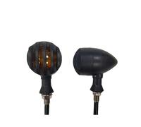 (Yellow) 2Pcs Motorcycle Turn Signal Lights Grill Bullet Indicator 12V Amber Front Rear For Harley Cafe Racer Yamaha Suzuki