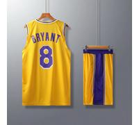(yellow, 2XL(170-175cm)) Quick-drying Breathable Activewear No.8 Bryant Basketball Fans Training Shirt Kits For Kids And Adult
