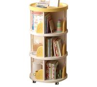 Yellow 3-Tier Side Reading Bookcase Storage Rack with Wheels for Office Nightstand Sofa - Home Decor Gift nizer for Books and Magazines