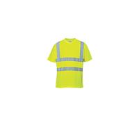 Portwest S478 Hi Vis Short Sleeve T-Shirt Lightweight Breathable Safety Workwear Shirt Moisture Wicking Reflective Tape UPF 40+ Protection Warm Weather Work Top, Yellow, 3XL