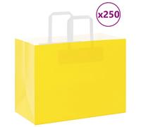 vidaXL Kraft Paper Bags 250 Pieces with Yellow Handles 32 x 17 x 25 cm, Paper Bag, Paper Gift Bag, Kraft Paper Gift Bag