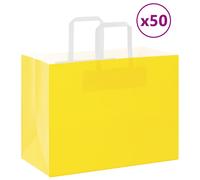 (yellow, 32 x 17 x 25 cm) vidaXL Paper Bags 50 pcs with Handles White 54x15x49 cm Paper Grocery Bag