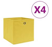 Storage Boxes 4pcs Non-Woven Fabric Yellow 28x28x28cm Foldable Organizer Bins x4