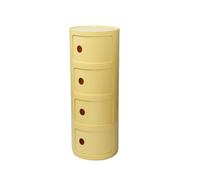 Yellow 4-Tier Round Nightstand with Drawers Modern Plastic Storage Cabinet Sliding Door End Table for Living Room Bedroom & Bathroom - Versatile Bedside nizer