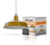 Yellow 40 cm Pendant Lamp Shade - Modern Industrial Metal Ceiling Light Shade for Living Room, Bedroom & Kitchen Easy Fit, E27 Compatible