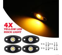 (Yellow) 4pcs LED Rock Light Underbody Atmosphere Deck Lamp Wireless Underbody Aluminum Alloy For Offroad Truck UTV Marrine