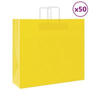 vidaXL Kraft Paper Bags 50 Pack - Yellow Gift/Shopping Bags with White Handles - 54x15x49 cm Recyclable Heavy Duty Kraft Paper
