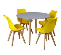 (Yellow) 5pc Charles Jacobs Beech Dining Set - Grey Table