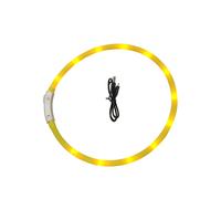 (Yellow) 8 Colours RGB LED Flash Pet Dog Collars Light Anti Lost USB Rechargeable Night Safety
