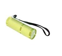 YELLOW - 9 LED Glow In The Dark Torch, Rubber Grip, Lanyard, + FREE Batteries