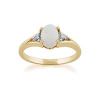 Yellow 9ct Gold 0.42ct Opal & Diamond Single Stone Ring