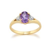 Yellow 9ct Gold 0.63ct Natural Amethyst & Diamond Single Stone Ring