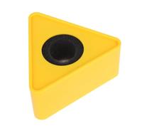 Yellow ABS Triangle Mic Logo Stand for Reporters and Interviews | Logo Display Surface, Easy Carry Design, Press Conferences, TV Station Marks, Handheld Use