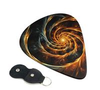 Yellow Abstract Spiral Pattern Guitar Plectrums, 6 Guitar Plectrums, Double Sided Printing, For Acoustic Guitar, Bass, Ukulele, Electric Guitar (0.46 Mm 0.71 Mm 0.96 Mm)