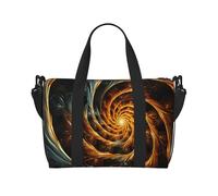 Yellow Abstract Spiral Pattern Water-Resistant Crossbody Travel Bag, Large Carry-On with Adjustable Strap, Multi-Compartment Weekender for Gym, Travel, Outdoor