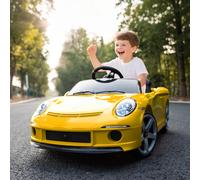 (Yellow) AIYAPLAY Electric Car for Kids 12V Licensed RUF GT for 3-5 Years