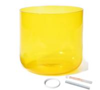 Yellow Alchemy Clear Cosmic Light Quartz Crystal Singing Bowl, Natural Cosmic Light Alchemy Bowl For Sound Healing And Meditation, Prayer, Stress Reduction,A Note-6In 432Hz