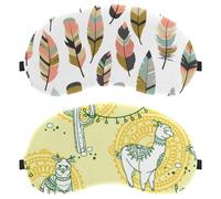 Yellow Alpaca Cactus Cute Cartoon Llama 2-Pack Light-Blocking Soft Breathable Sleep Mask Eye Patch Eye Cover