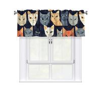 Yellow And Black Rabbits Short Kitchen Curtains For Windows 52" W X 18" L Light Filtering Small Cafe Curtain Valance 3'' Rod Pocket Window Treatments (1 Panel)