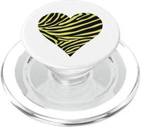 Yellow and Black Zebra Stripe Heart PopSockets PopGrip for MagSafe