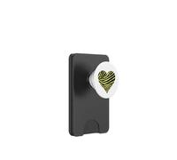 Yellow and Black Zebra Stripe Heart PopSockets PopWallet for MagSafe