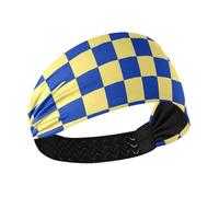 Yellow and Blue Check Non-Slip womens headbands Stretchy sweaty bands for basketball basketball washing face Athletic Sports