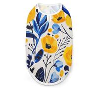 Yellow and Blue Flowers Dog Shirt Quick Dry Breathable Pet T-Shirt Soft Stretchy Sleeveless Vest Dog Apparel 2XL