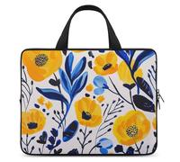 Yellow and Blue Flowers Laptop Bag Durable Laptop Sleeve Water-Resistant Notebook Bag for Computer Or Tablet