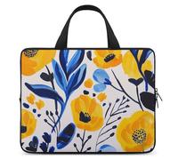 Yellow and Blue Flowers Laptop Bag Durable Laptop Sleeve Water-Resistant Notebook Bag for Computer Or Tablet